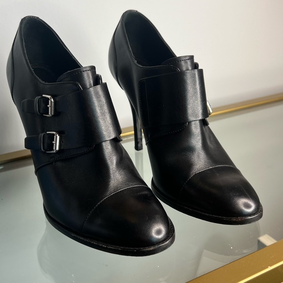 LN Ralph Lauren Black Label Collection Black Ankle Boot Stilettos with Buckles - Picture 14 of 15